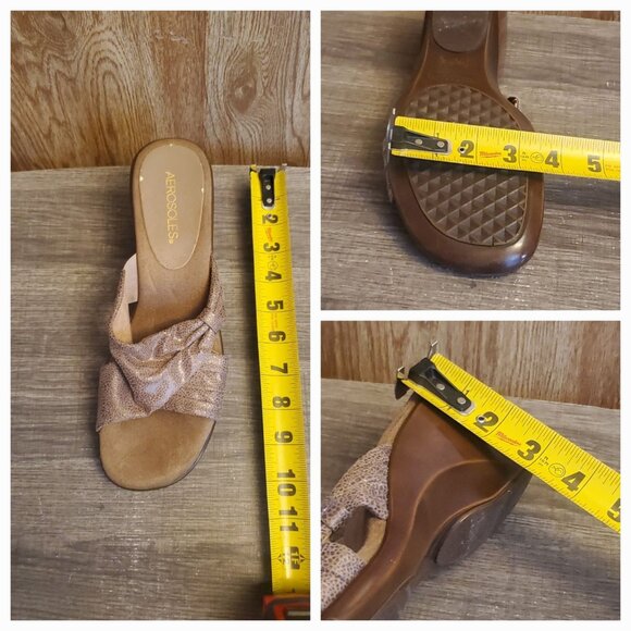 Aerosoles On Deck Wedge Slide Sandals Womens Size 9 Brown - Picture 10 of 12